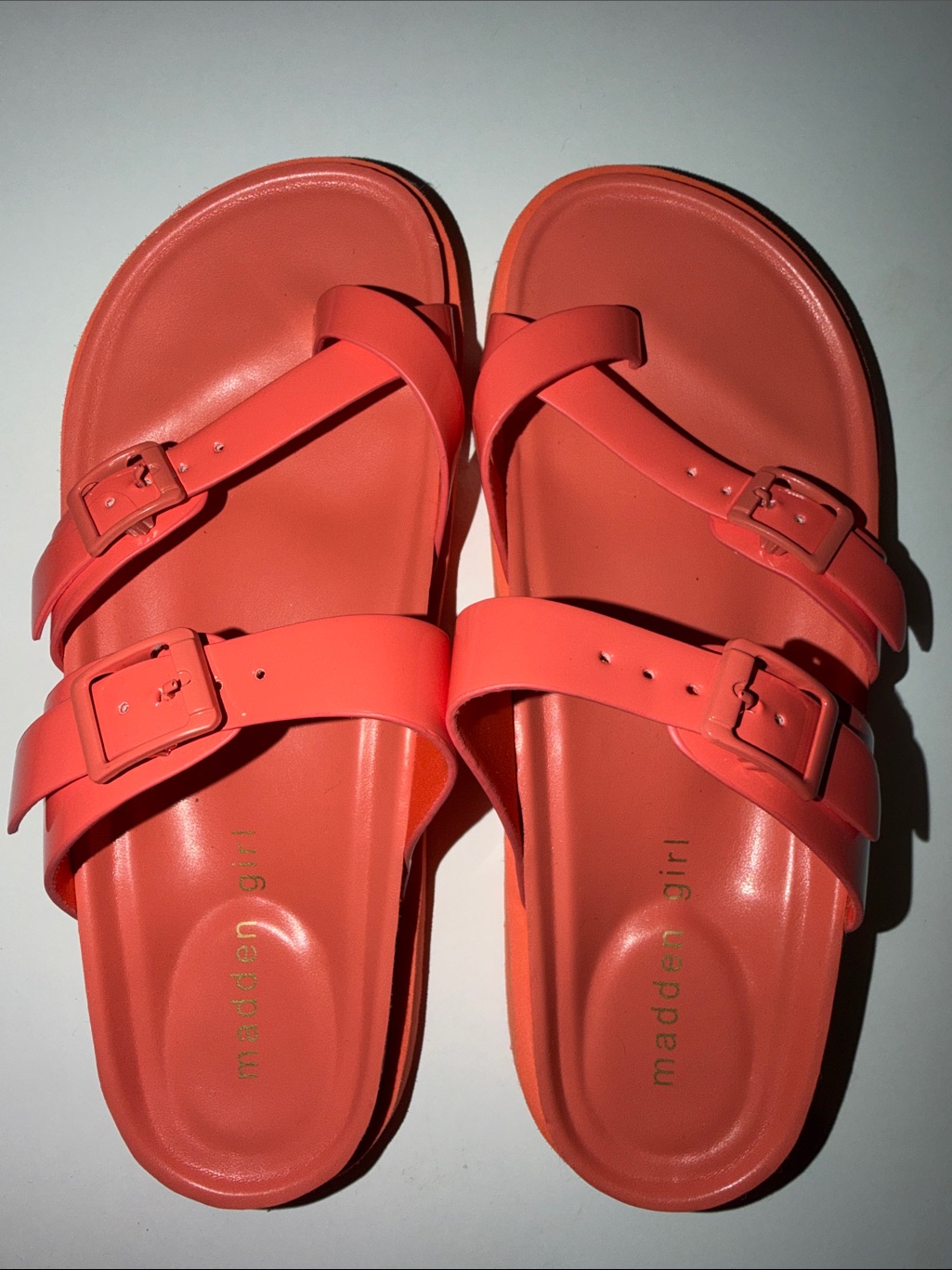 Madden Girl Coral Double-Strap Buckle Slides
